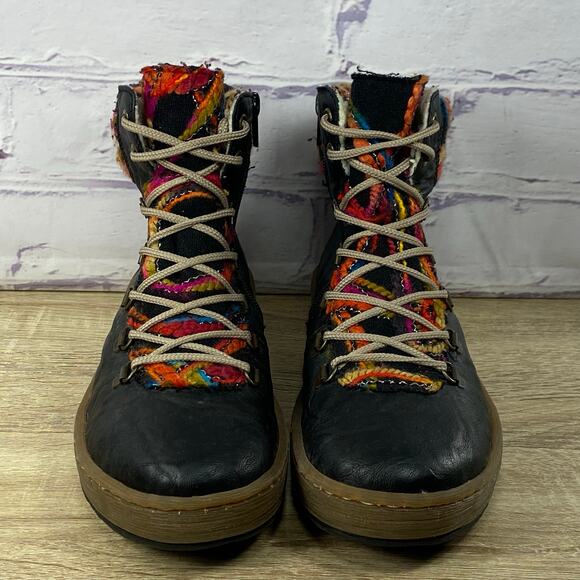 Rieker Felicitas Multicolor Ankle Boots Women's 41 US 9.5 Lined Wool Collar Lace - Picture 2 of 9